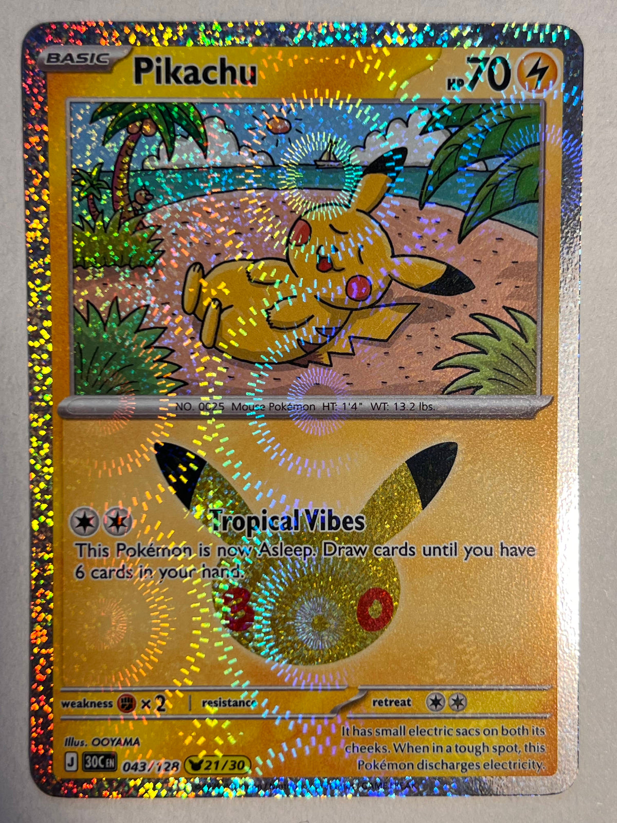 Pikachu 043/128 (21/30) – 30th Celebration Holo